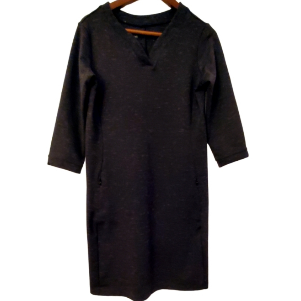 Royal Robbins Dark Grey Heathered Standard Fit 3/4 sleeve midi dress M NWOT